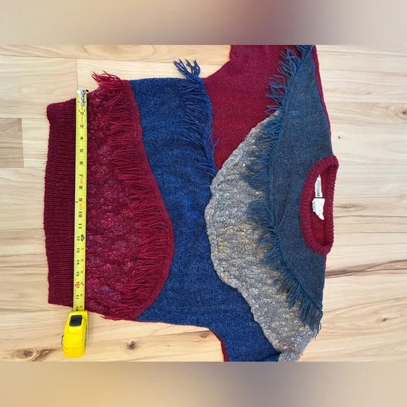 Unique vintage 90s multi-coloured sweater with fringe detail sz Womens Large - Picture 11 of 11